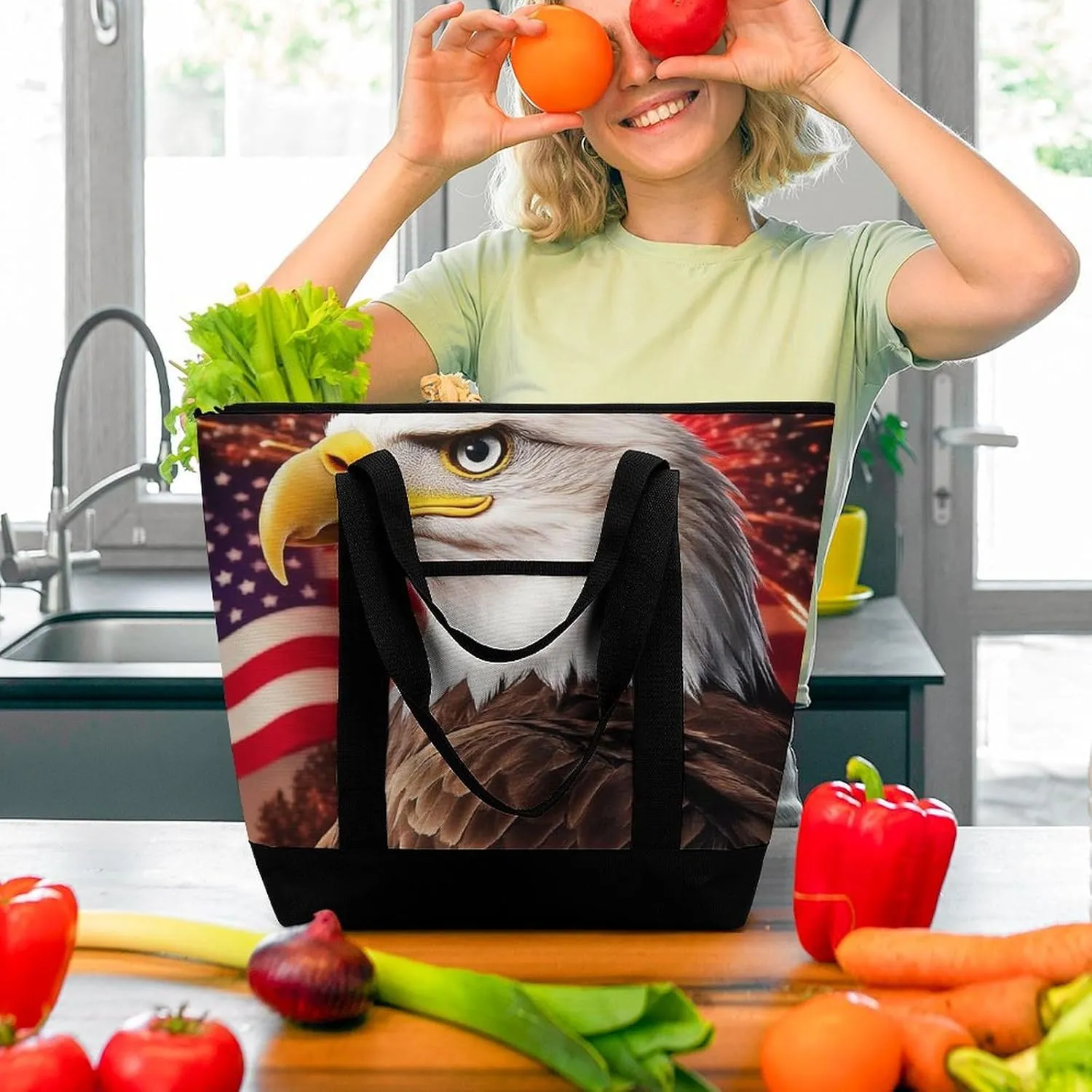 Fashionable Commuter Tote Bag Large Insulated Work Handbag