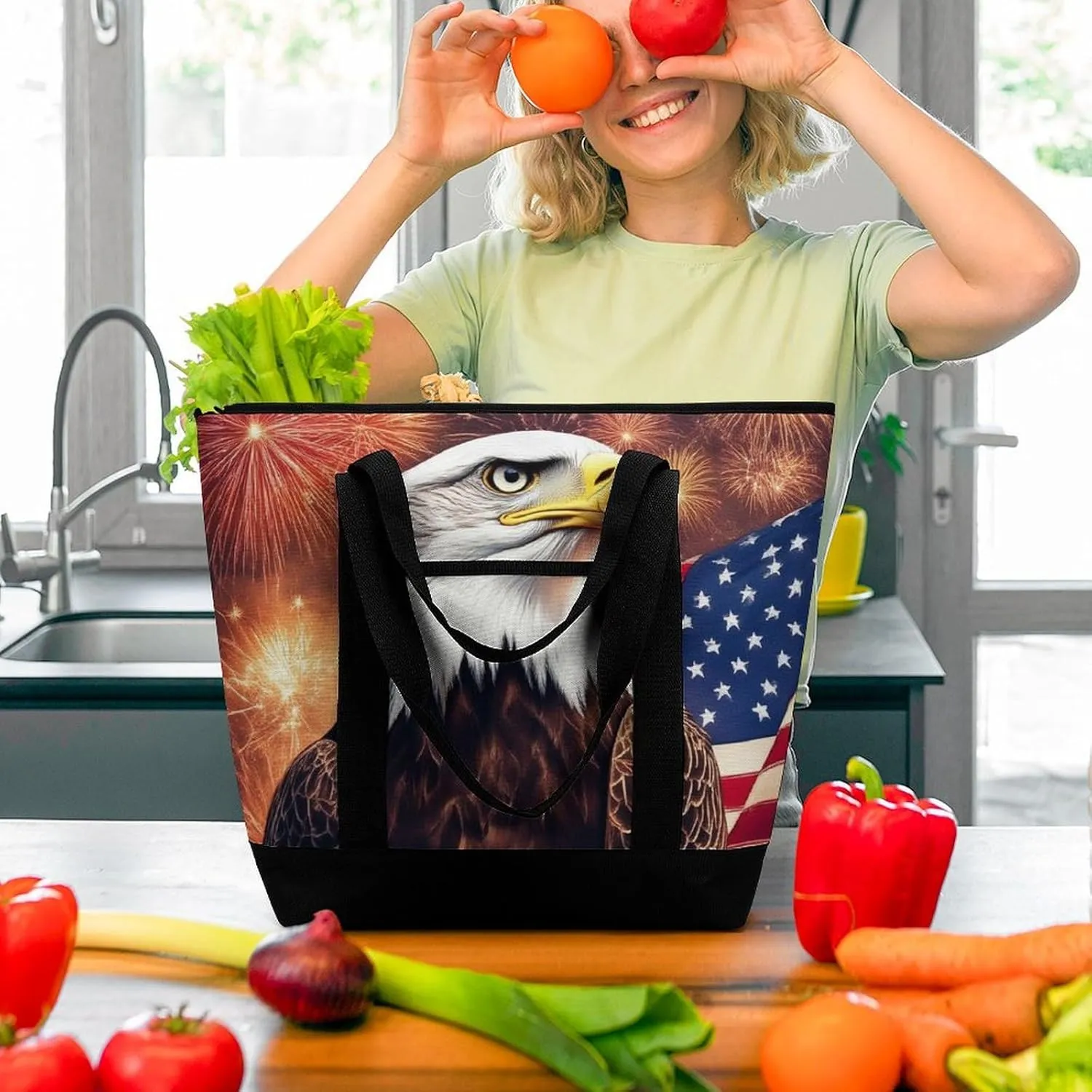 Fashionable Commuter Tote Bag Large Insulated Work Handbag
