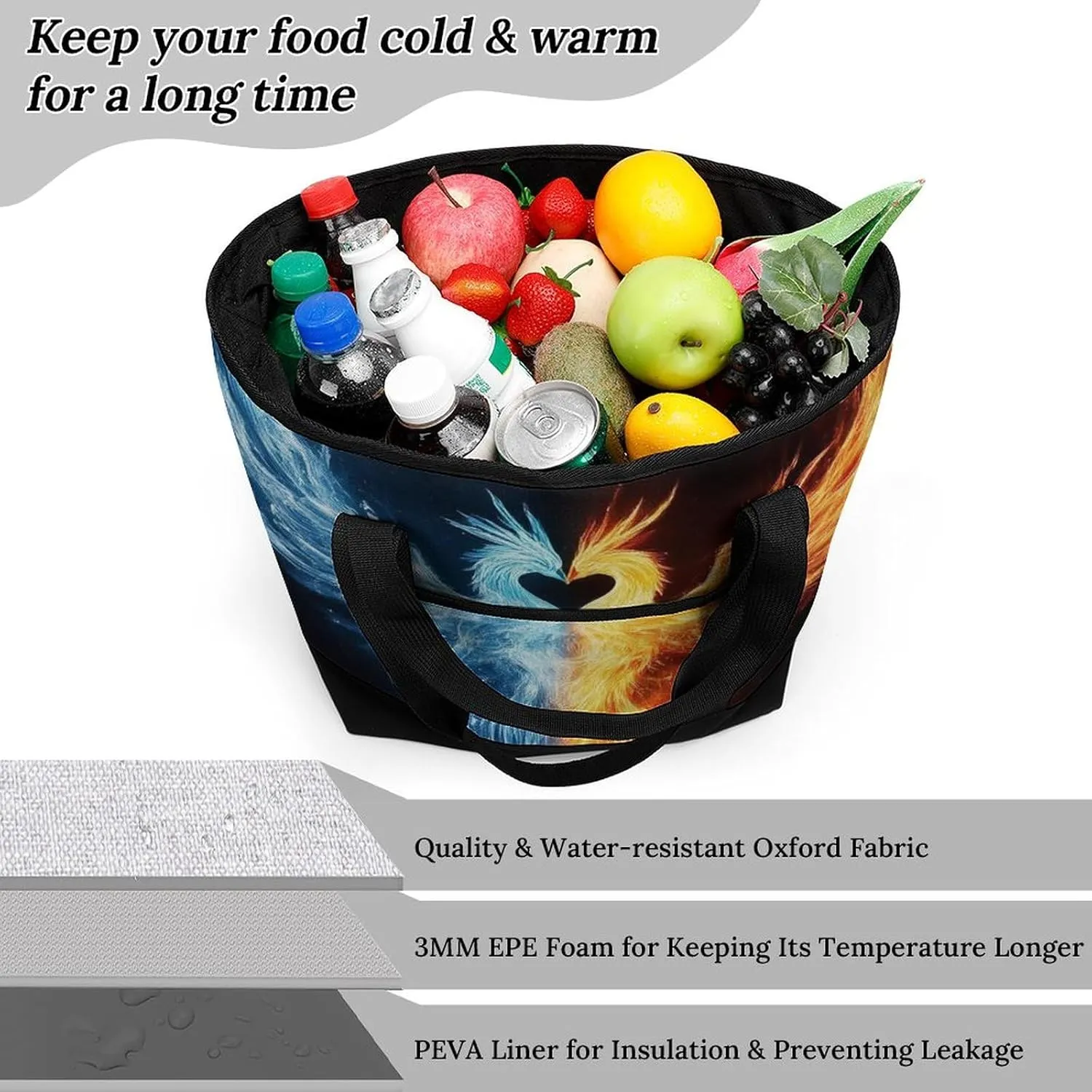 Fashionable Large Thermal Tote Bag Insulated Work/Commute Bag For Women & Men