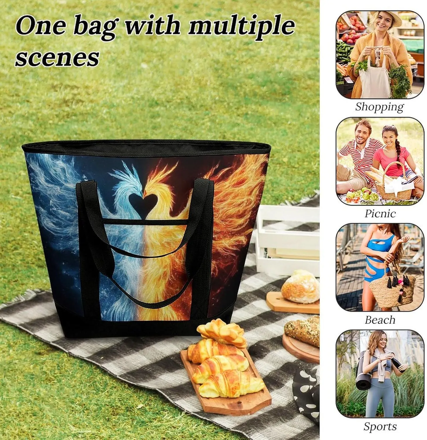 Fashionable Large Thermal Tote Bag Insulated Work/Commute Bag For Women & Men