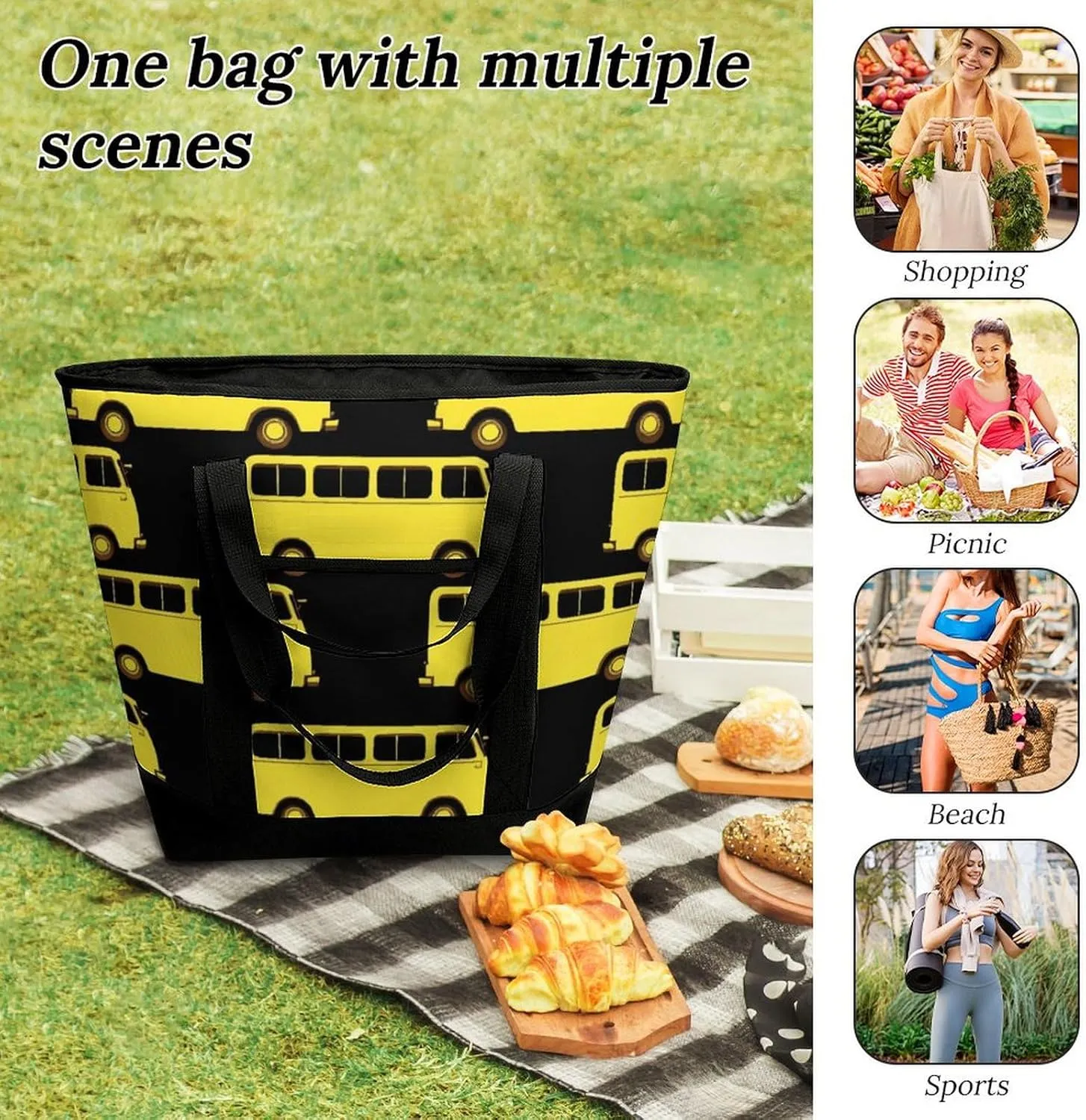 Fashionable Large Thermal Tote Bag Insulated Work/Commute Bag For Women & Men
