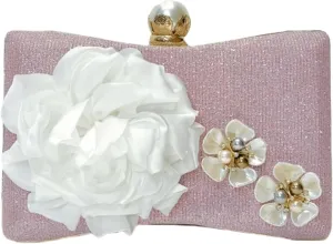 Floral Glitter Evening Bag for Women Beaded Clutch Purses Elegant Pearl Crossbody Shoulder Bag for Wedding, Prom, Party