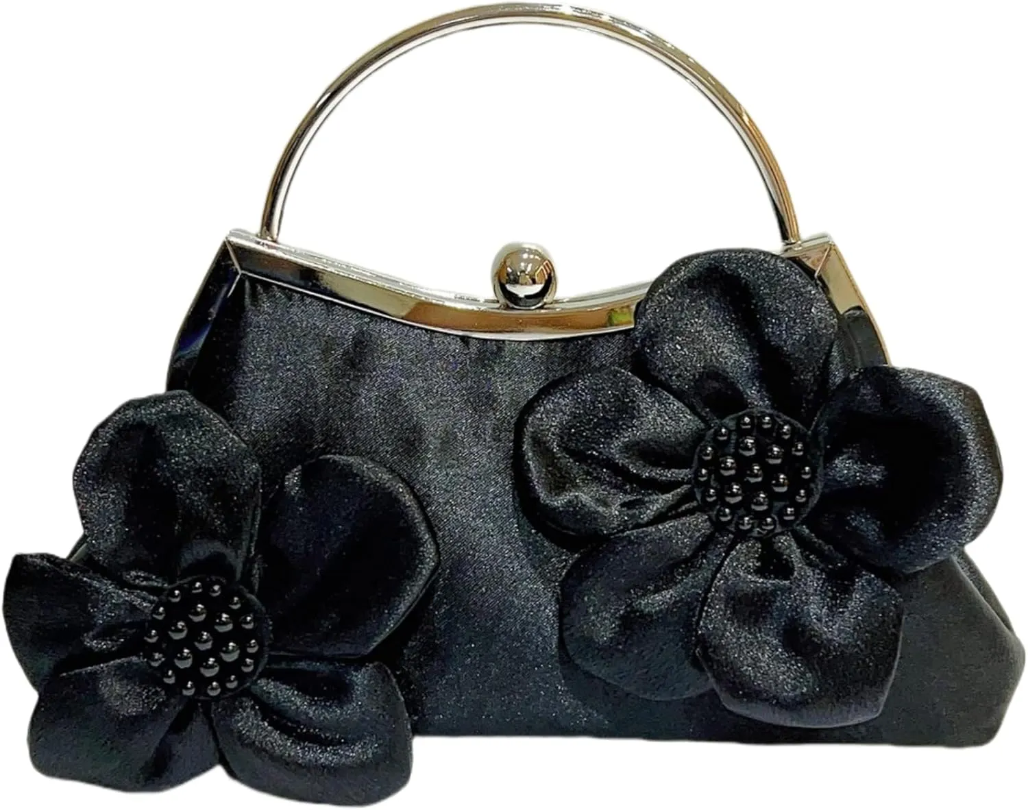 Floral Satin Evening Bag for Women Elegant Clutch Purses Crossbody Shoulder Bag for Wedding, Prom, Party Detachable Chain