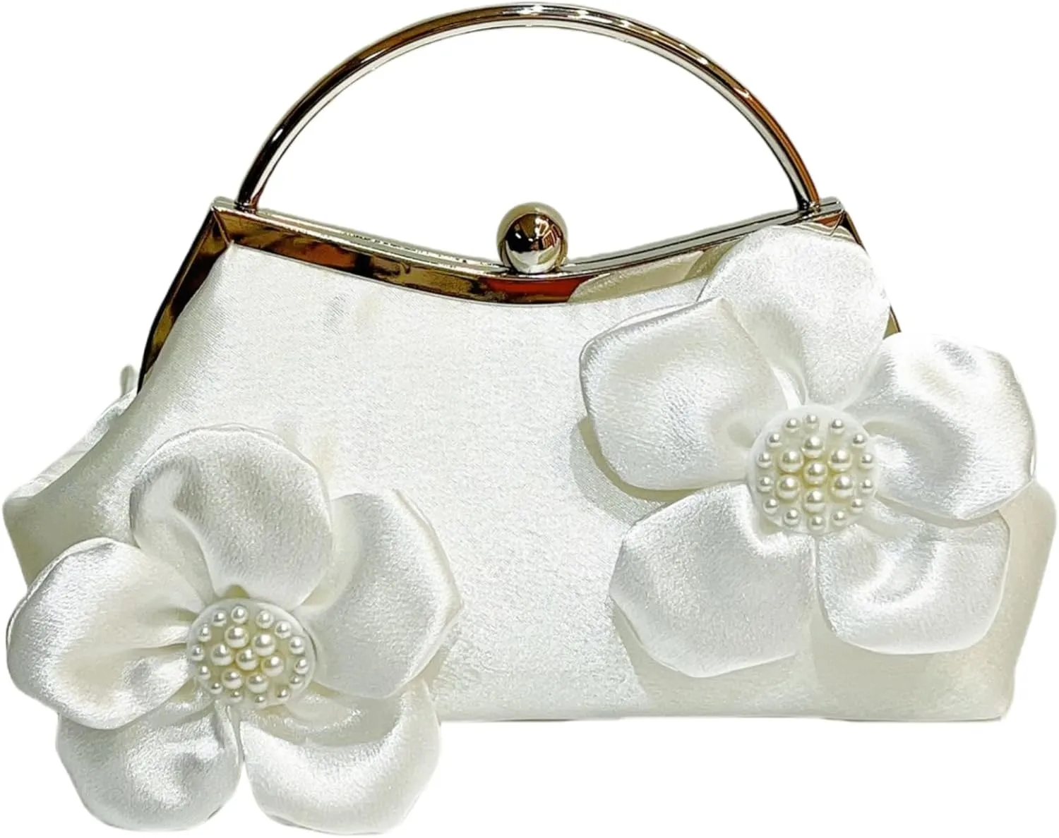Floral Satin Evening Bag for Women Elegant Clutch Purses Crossbody Shoulder Bag for Wedding, Prom, Party Detachable Chain