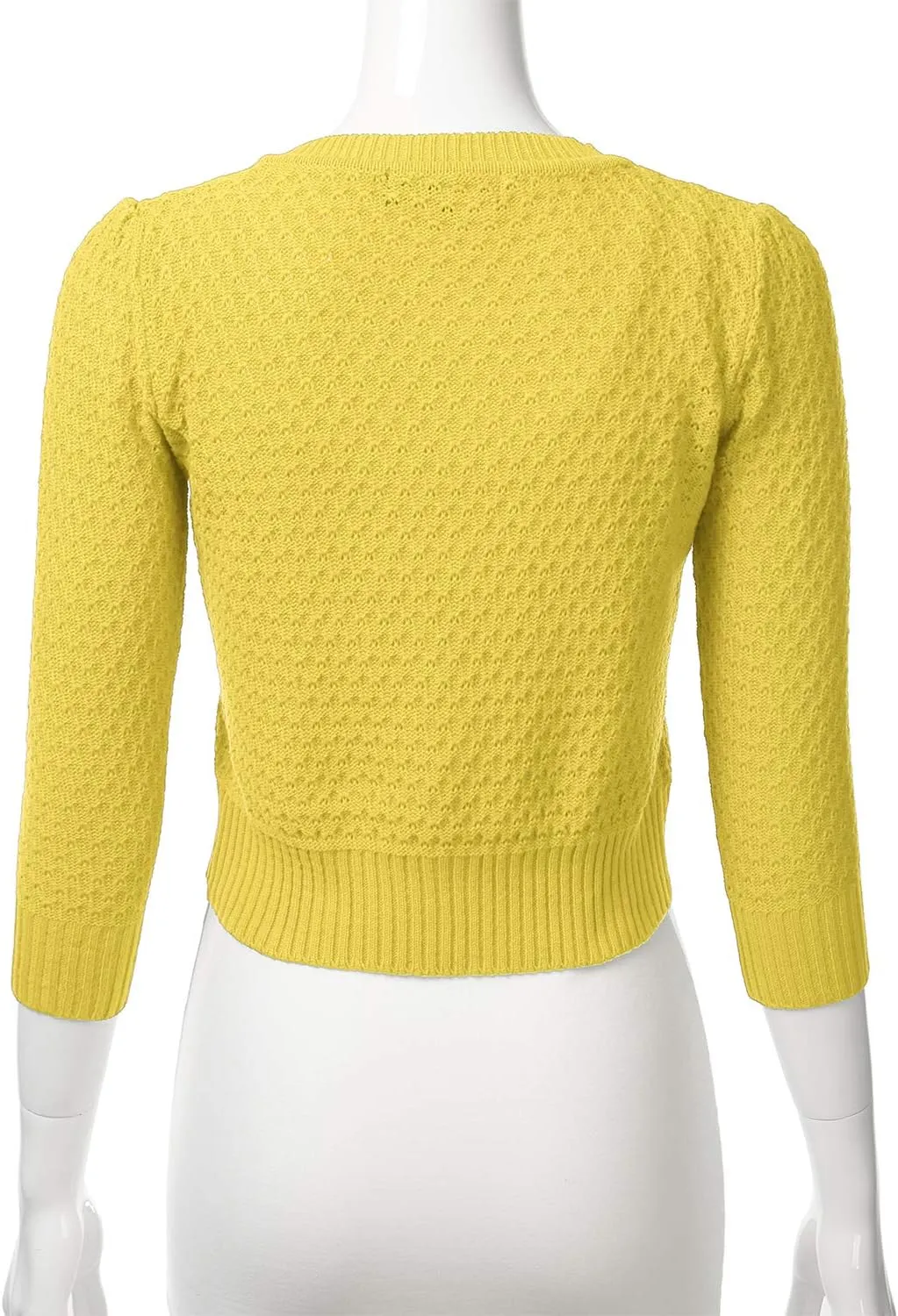 FLORIA Women's Button Down 3/4 Sleeve Crew Neck Cotton Knit Cropped Cardigan Sweater (S-3X)