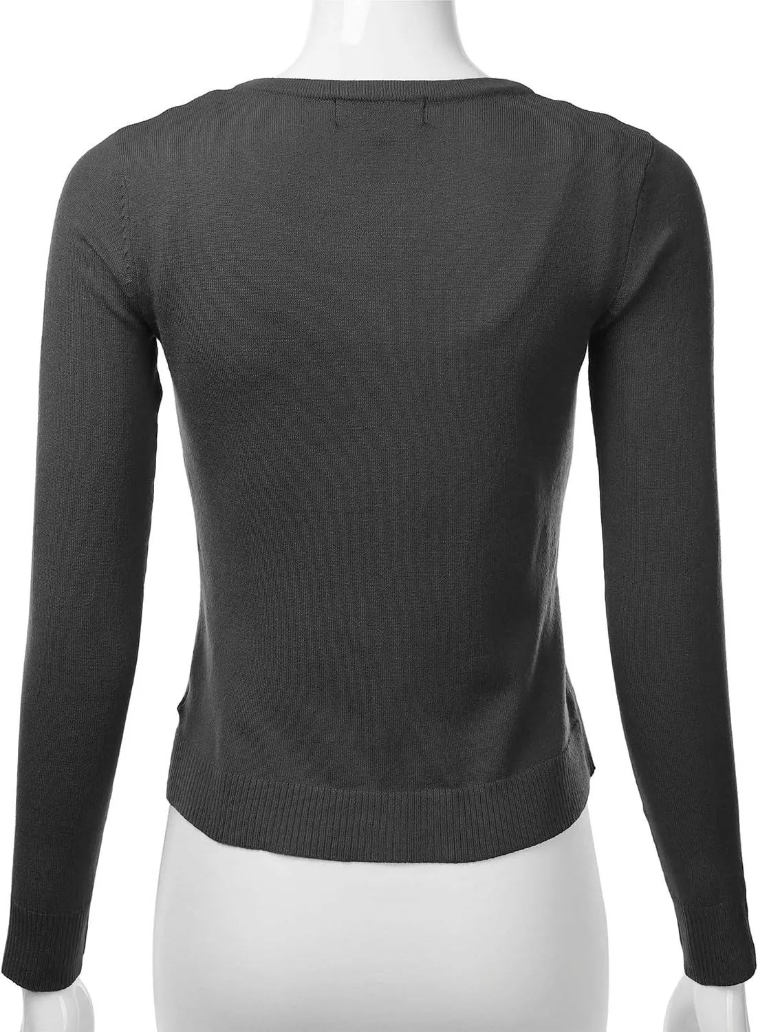 FLORIA Women's Slim Fit Long Sleeve Button Down Crew Neck Knit Cardigan Sweater
