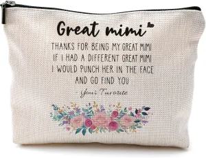 Funny Floral Makeup Cosmetic Bag - Grandma Mother's Day Gifts from Grandchildren, Small Purse Makeup Bag