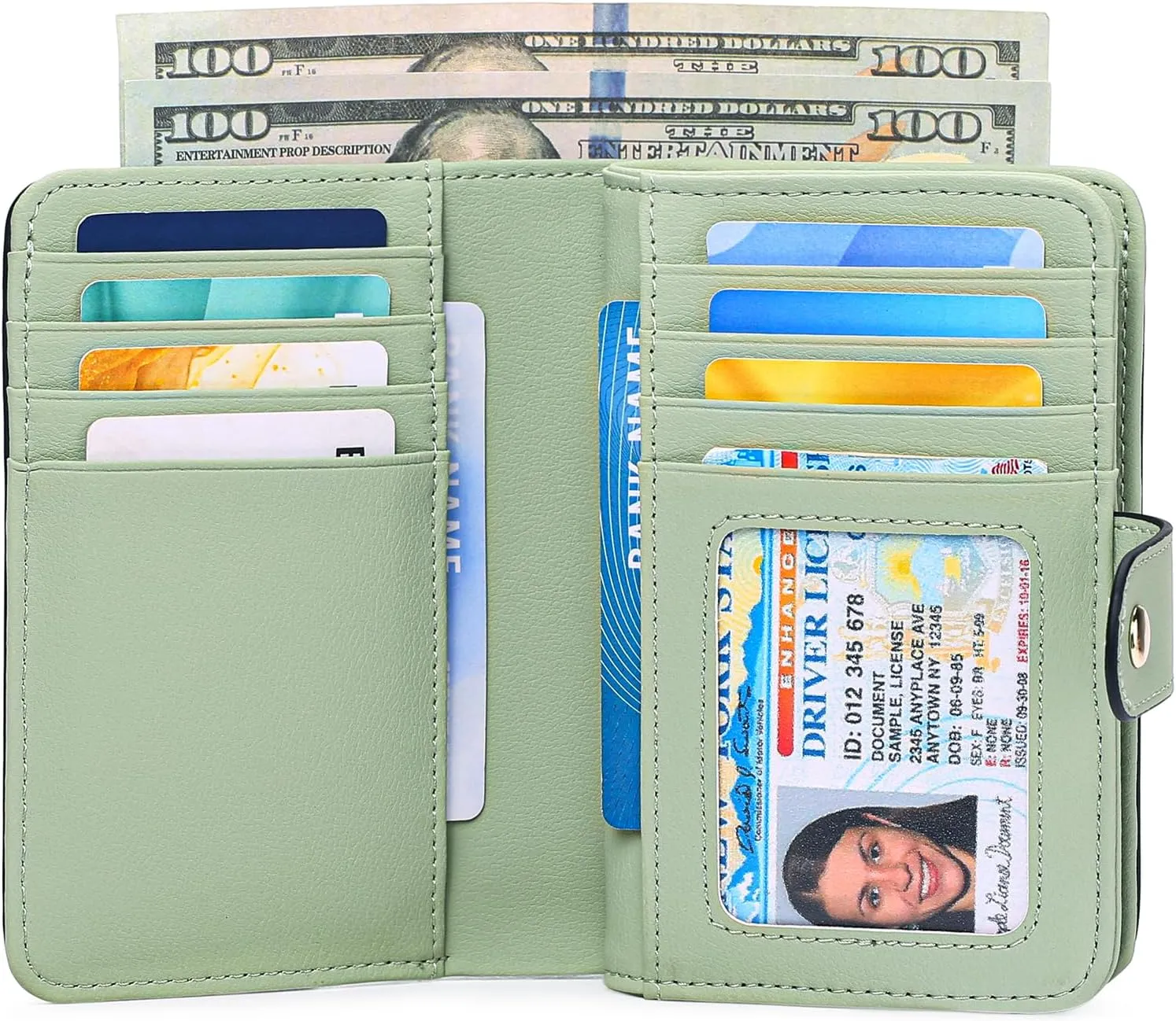 GAEKEAO Small Wallet for Women RFID Blocking Leather Wristlet Purse Bifold Ladies Wallet Credit Card Holder with ID Window