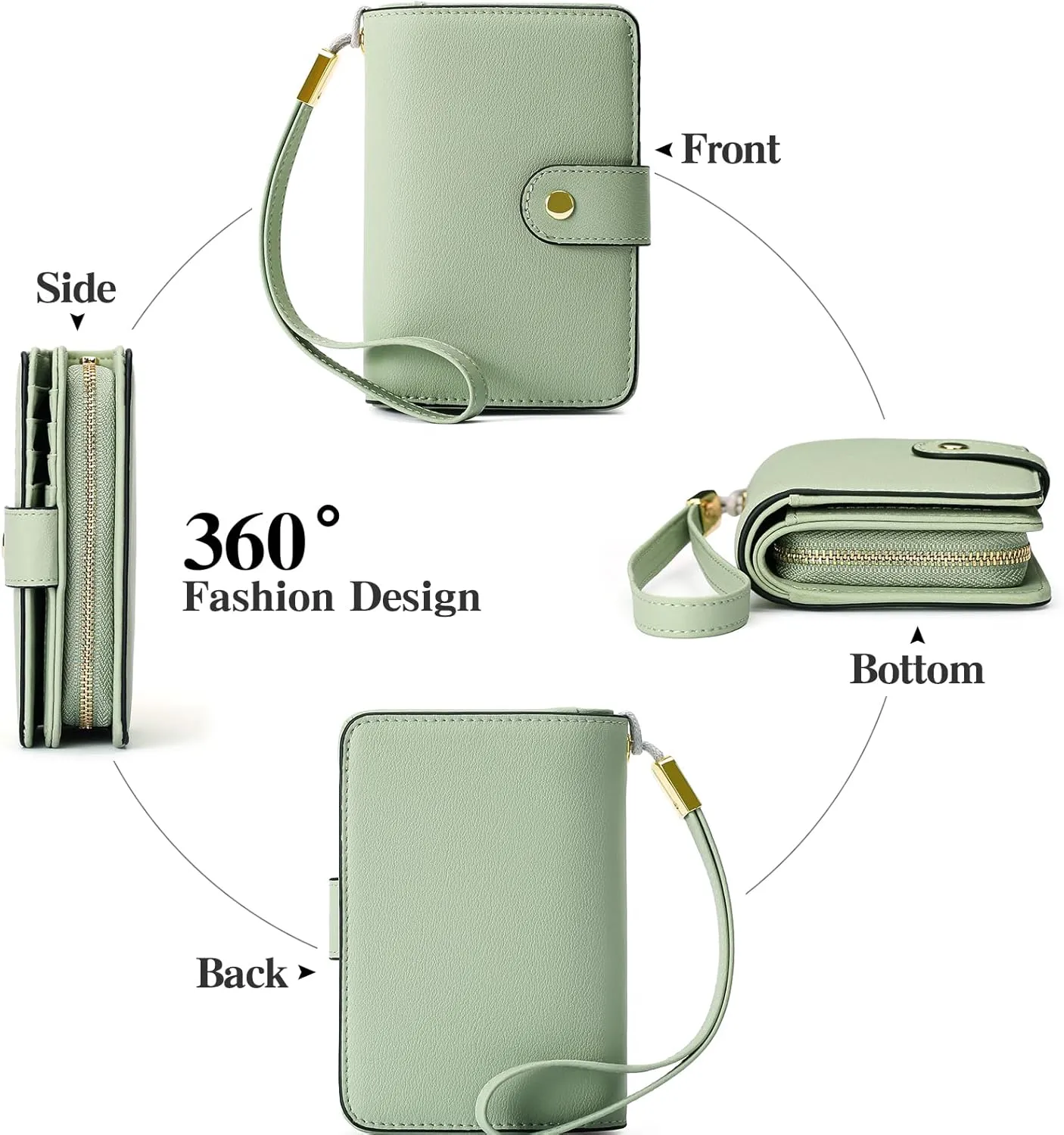 GAEKEAO Small Wallet for Women RFID Blocking Leather Wristlet Purse Bifold Ladies Wallet Credit Card Holder with ID Window