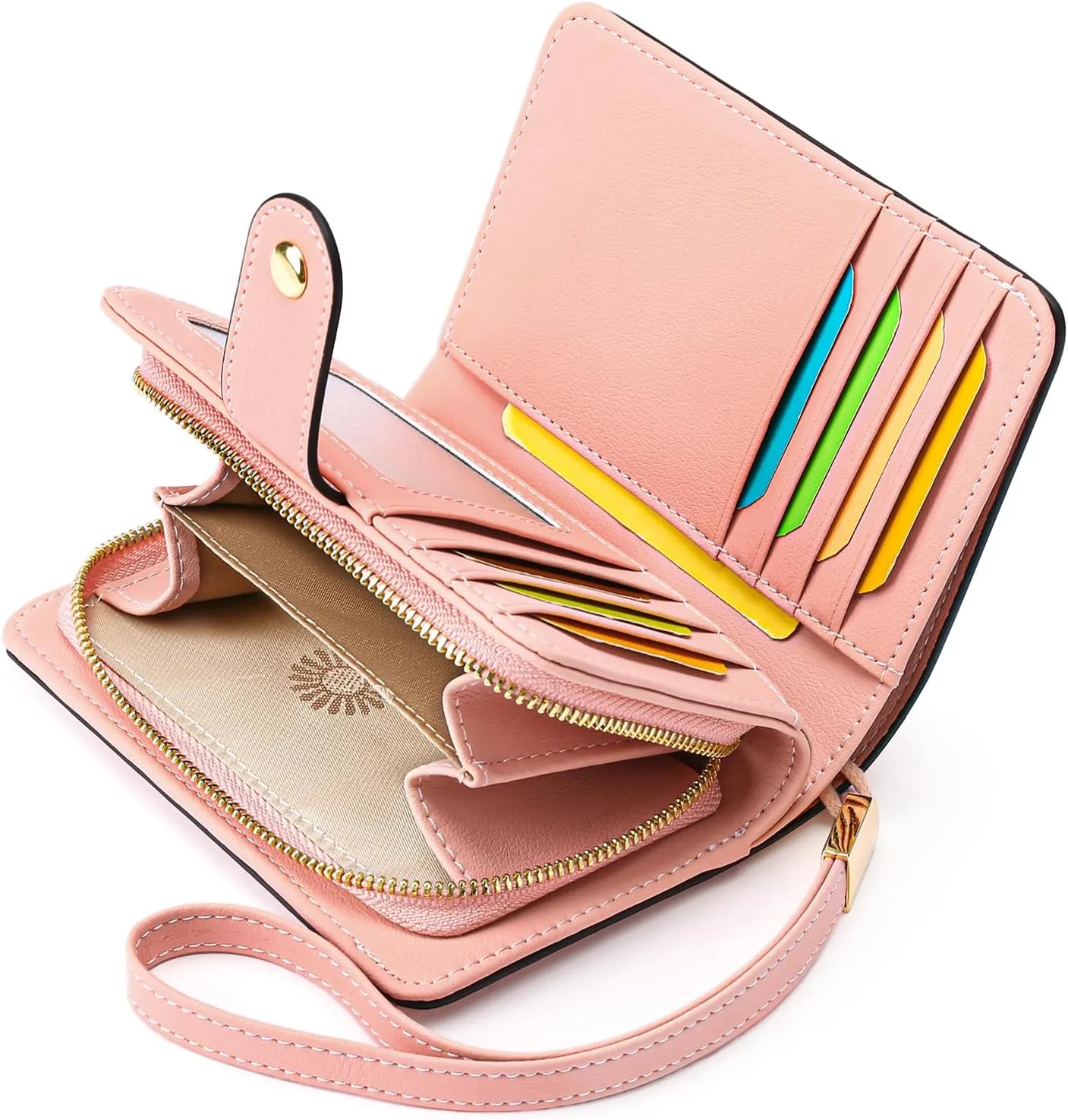 GAEKEAO Small Wallet for Women RFID Blocking Leather Wristlet Purse Bifold Ladies Wallet Credit Card Holder with ID Window