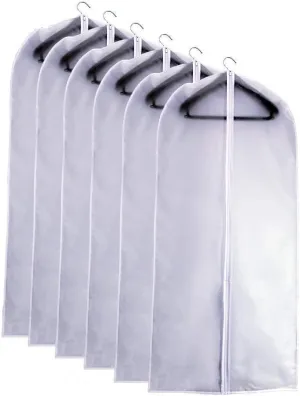 Garment Bags Covers 24''X60'' Dress Bags for Hanging Clothes (Pack of 6) with Study Full Zipper Coat Covers for Closet Clothes Storage Travel