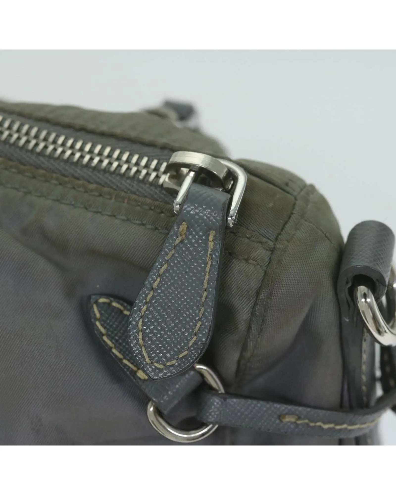 Gray Nylon Shoulder Bag with Adjustable Strap by Italian Designer