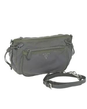 Gray Nylon Shoulder Bag with Adjustable Strap by Italian Designer