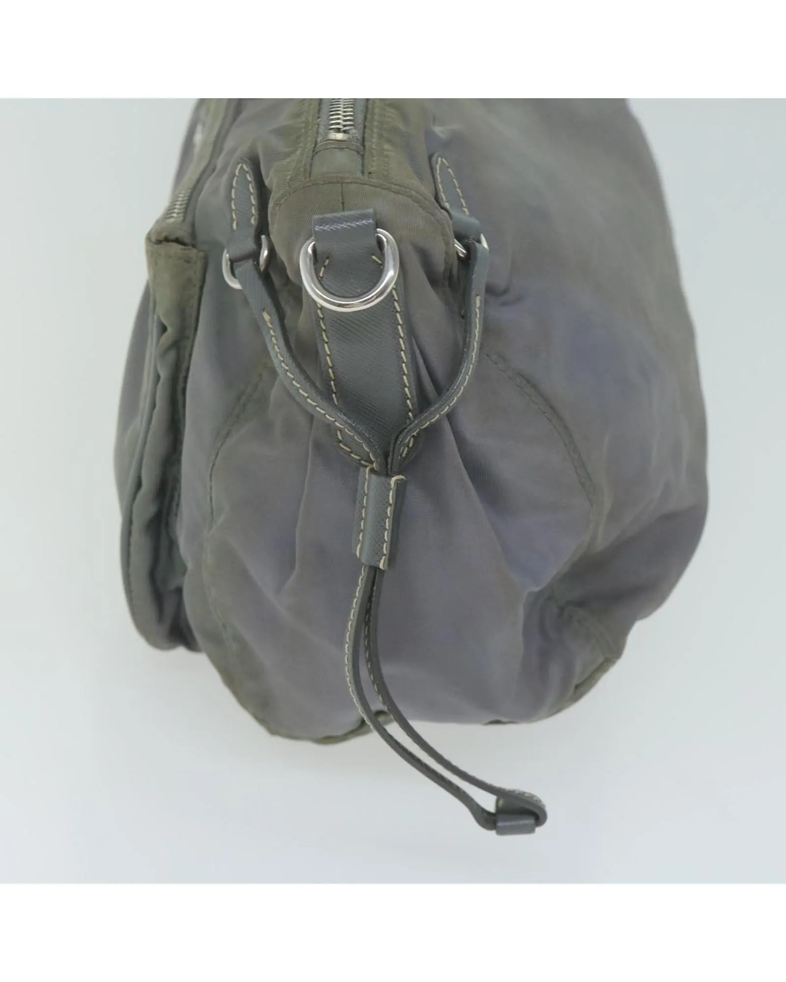 Gray Nylon Shoulder Bag with Adjustable Strap by Italian Designer