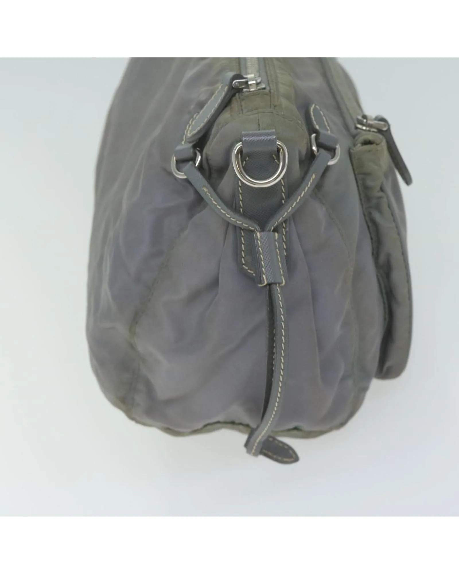 Gray Nylon Shoulder Bag with Adjustable Strap by Italian Designer