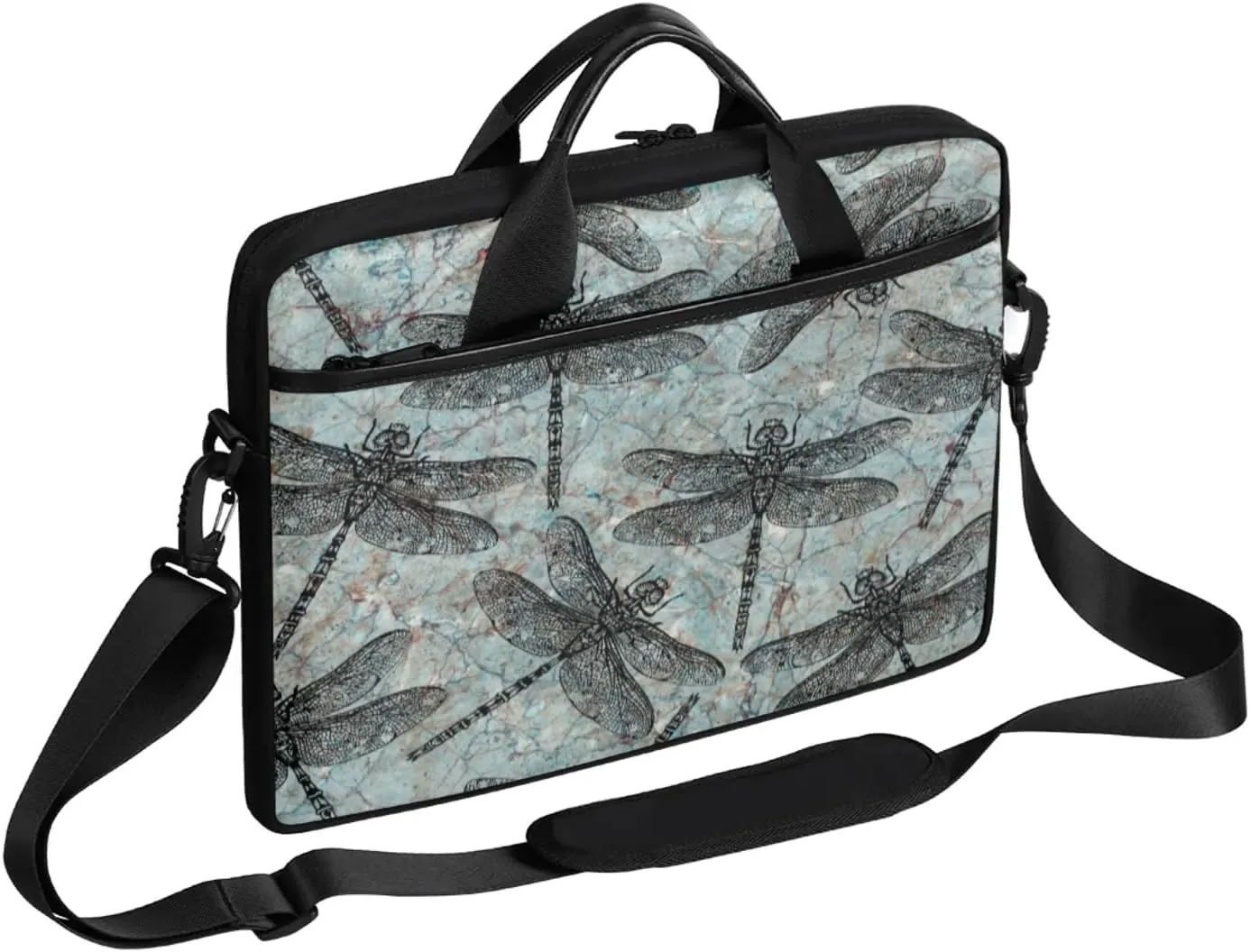 Hand Painted Dragonflies Laptop Case Bag with Detachable Strap Waterproof Laptop Bag Notebook Carrying Case 15.6 inch Laptop Sleeve Bag for Men Women Work Travel