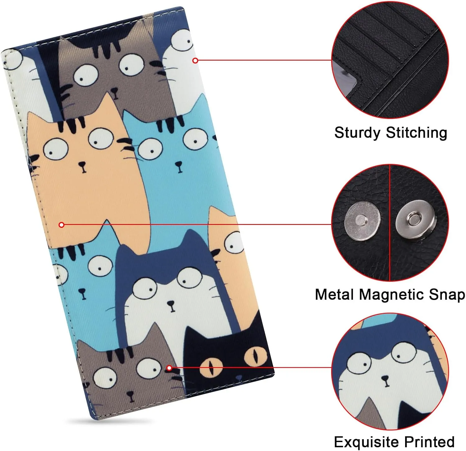HUA ANGEL Bifold Wallets, Slim Long Wallet for Women RFID Blocking Ultra Thin Credit Card Holder Ladies Clutch Purse Billfold