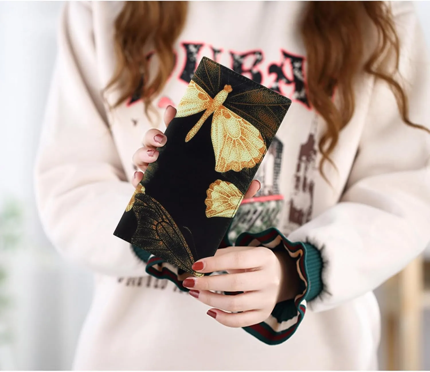 HUA ANGEL Bifold Wallets, Slim Long Wallet for Women RFID Blocking Ultra Thin Credit Card Holder Ladies Clutch Purse Billfold
