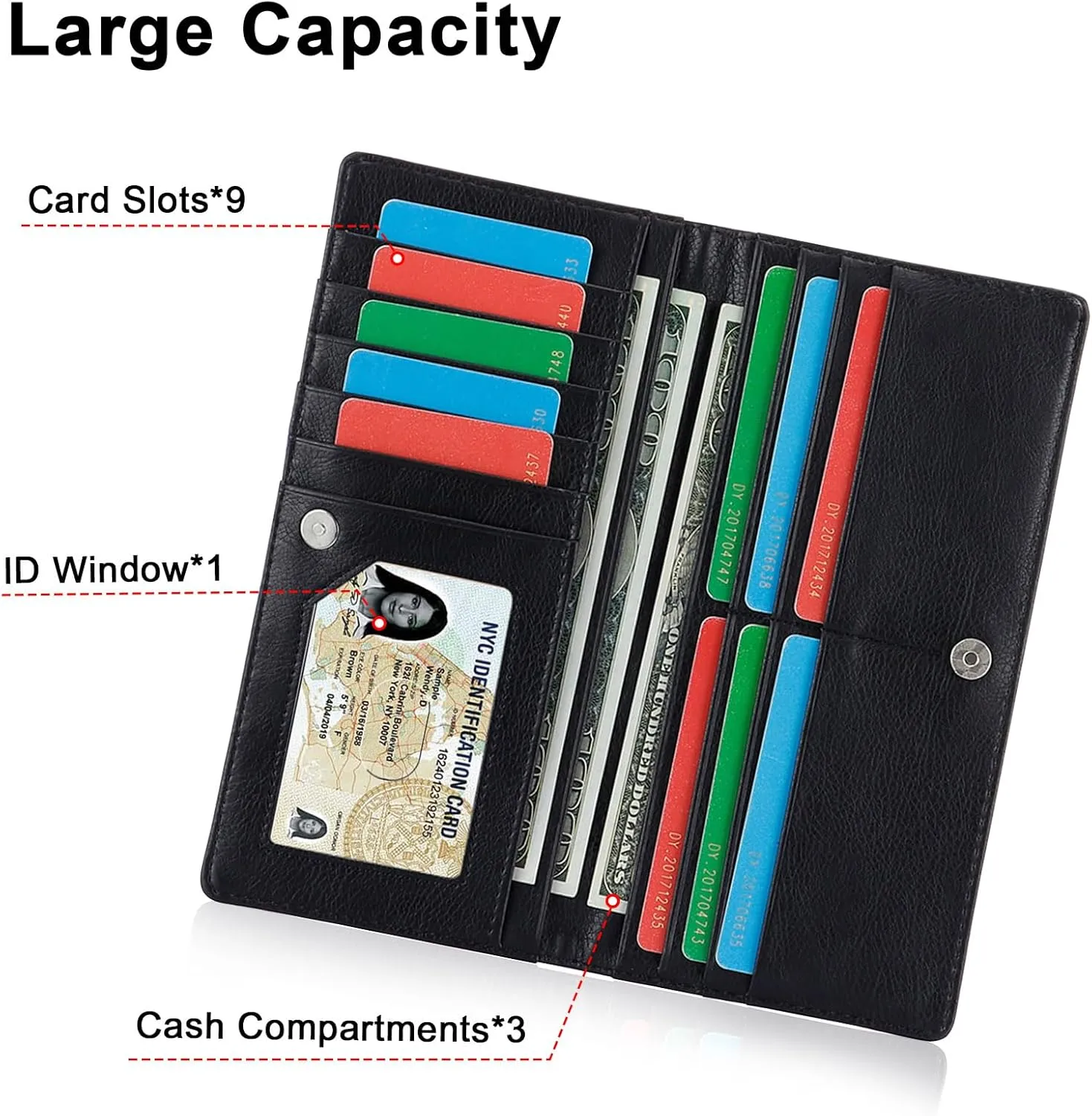 HUA ANGEL Bifold Wallets, Slim Long Wallet for Women RFID Blocking Ultra Thin Credit Card Holder Ladies Clutch Purse Billfold