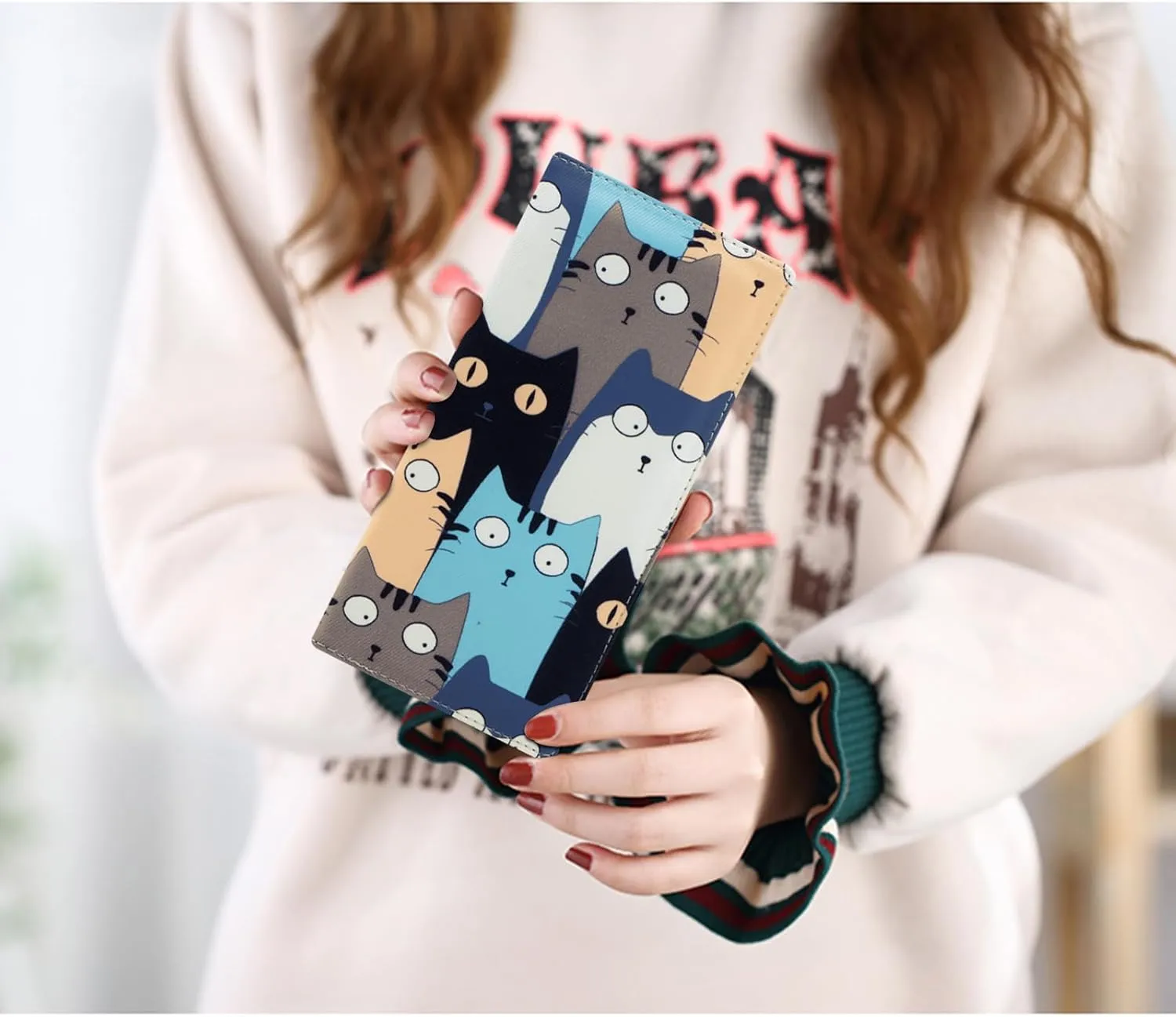 HUA ANGEL Bifold Wallets, Slim Long Wallet for Women RFID Blocking Ultra Thin Credit Card Holder Ladies Clutch Purse Billfold