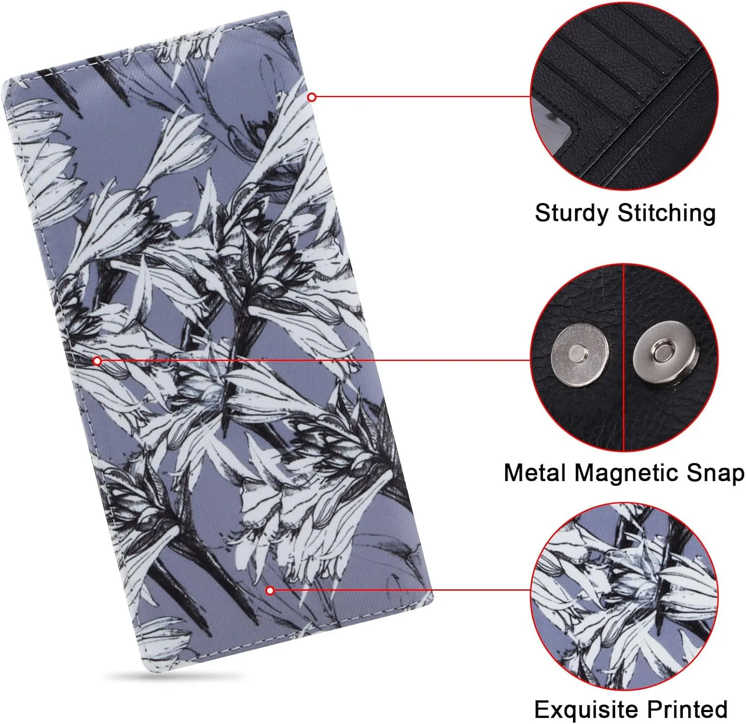 HUA ANGEL Bifold Wallets, Slim Long Wallet for Women RFID Blocking Ultra Thin Credit Card Holder Ladies Clutch Purse Billfold