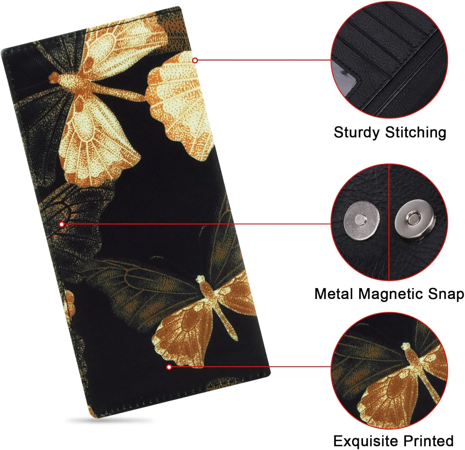 HUA ANGEL Bifold Wallets, Slim Long Wallet for Women RFID Blocking Ultra Thin Credit Card Holder Ladies Clutch Purse Billfold