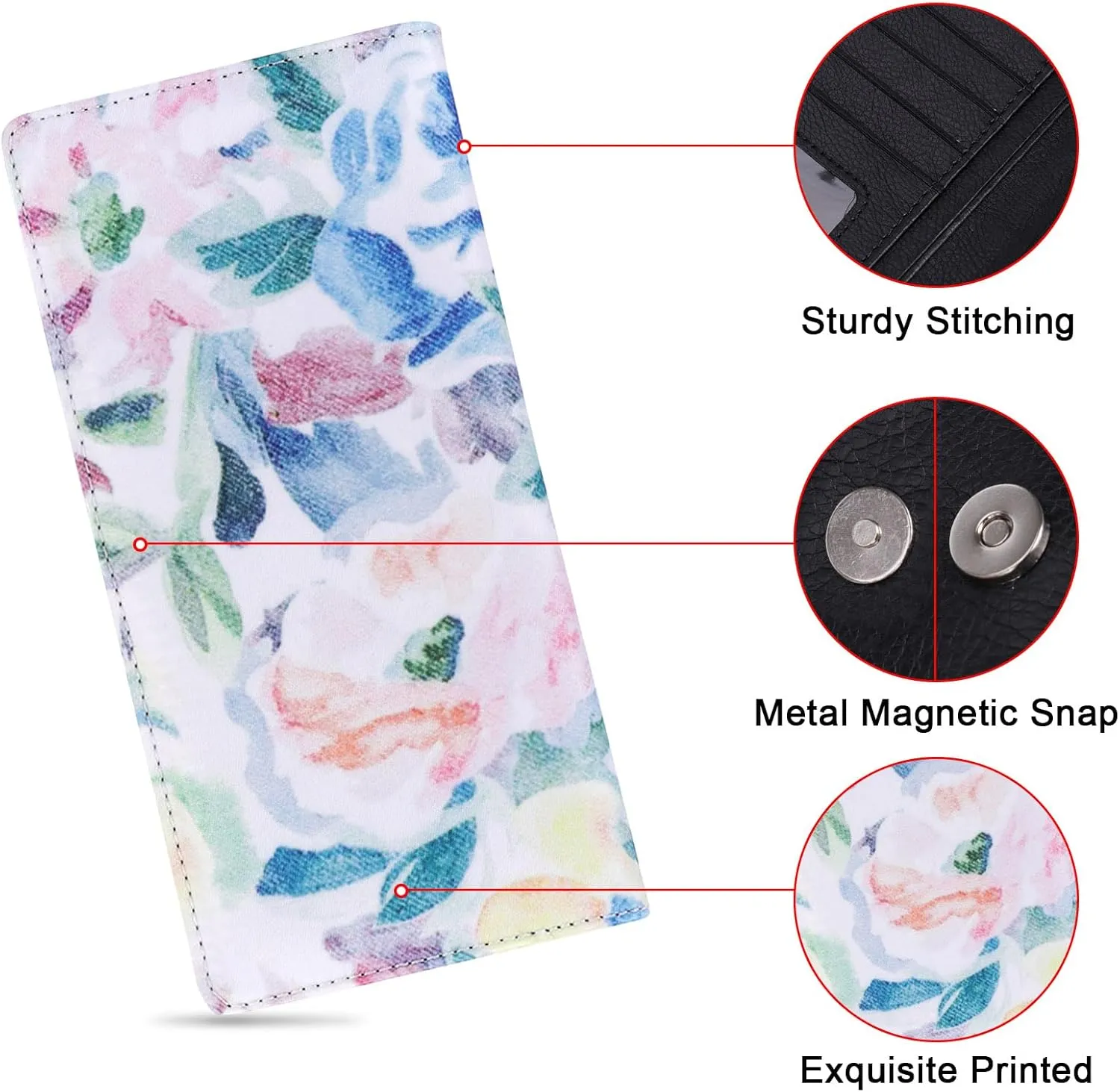 HUA ANGEL Ultra Slim Thin Women Wallet, RFID Blocking Credit Card Holder Bifold Long Purse Magnetic Buckle Ladies Billfold
