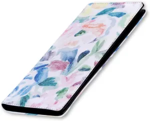 HUA ANGEL Ultra Slim Thin Women Wallet, RFID Blocking Credit Card Holder Bifold Long Purse Magnetic Buckle Ladies Billfold