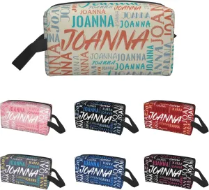 Husguciy Custom Makeup Bag with Name, Personalized Cosmetic Bag Add Your Name, Customized Zipper Toiletry Bag Gifts for Woman Wife Girls Men Travel (Beige)