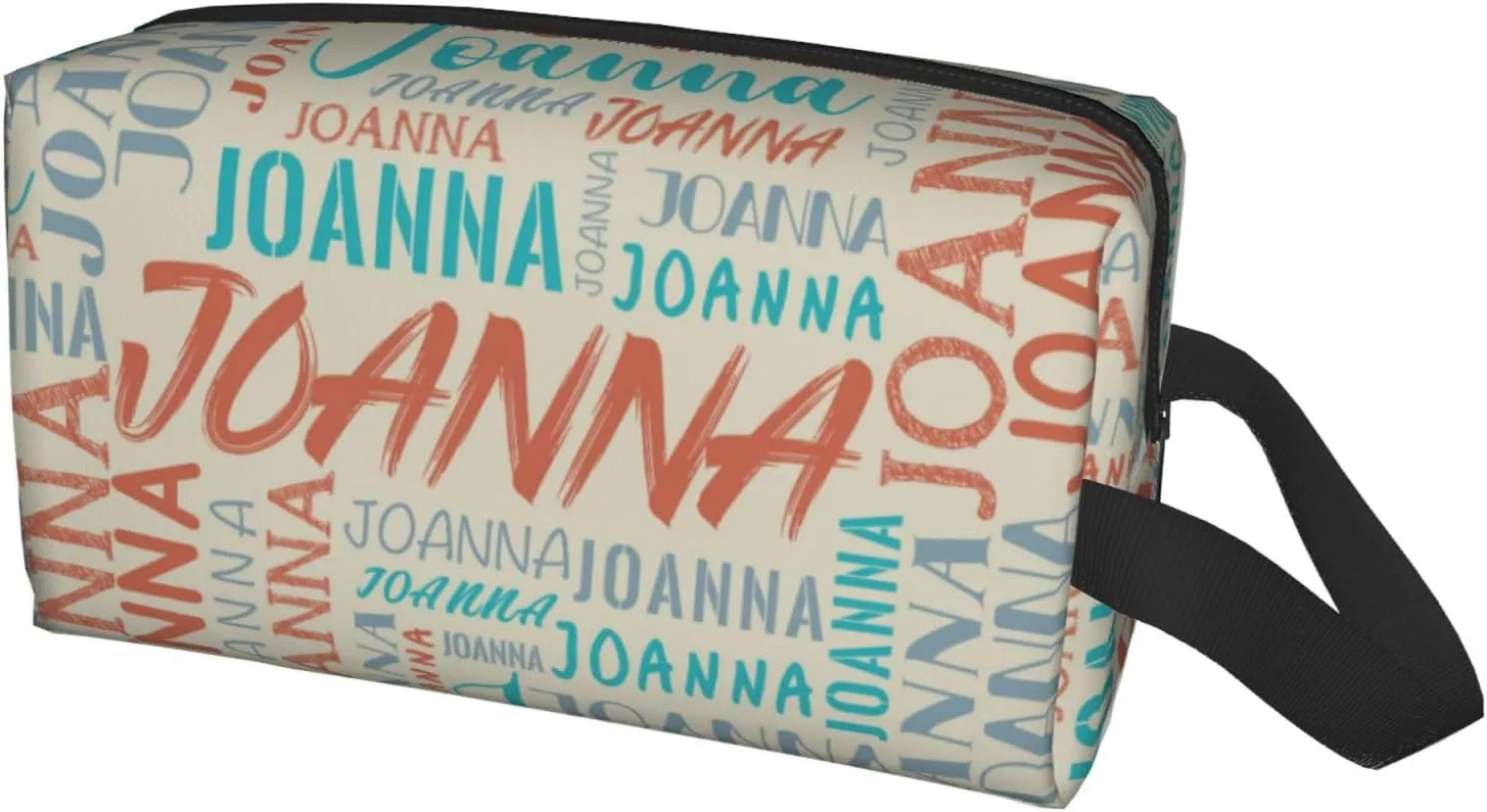 Husguciy Custom Makeup Bag with Name, Personalized Cosmetic Bag Add Your Name, Customized Zipper Toiletry Bag Gifts for Woman Wife Girls Men Travel (Beige)