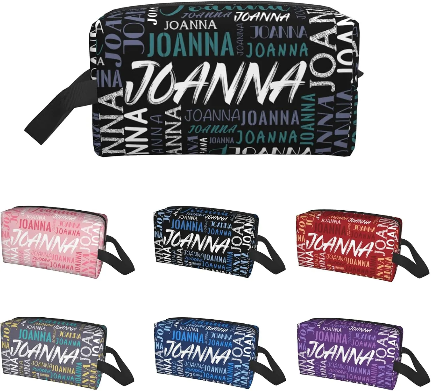 Husguciy Custom Makeup Bag with Name, Personalized Cosmetic Bag Add Your Name, Customized Zipper Toiletry Bag Gifts for Woman Wife Girls Men Travel (Black Green)