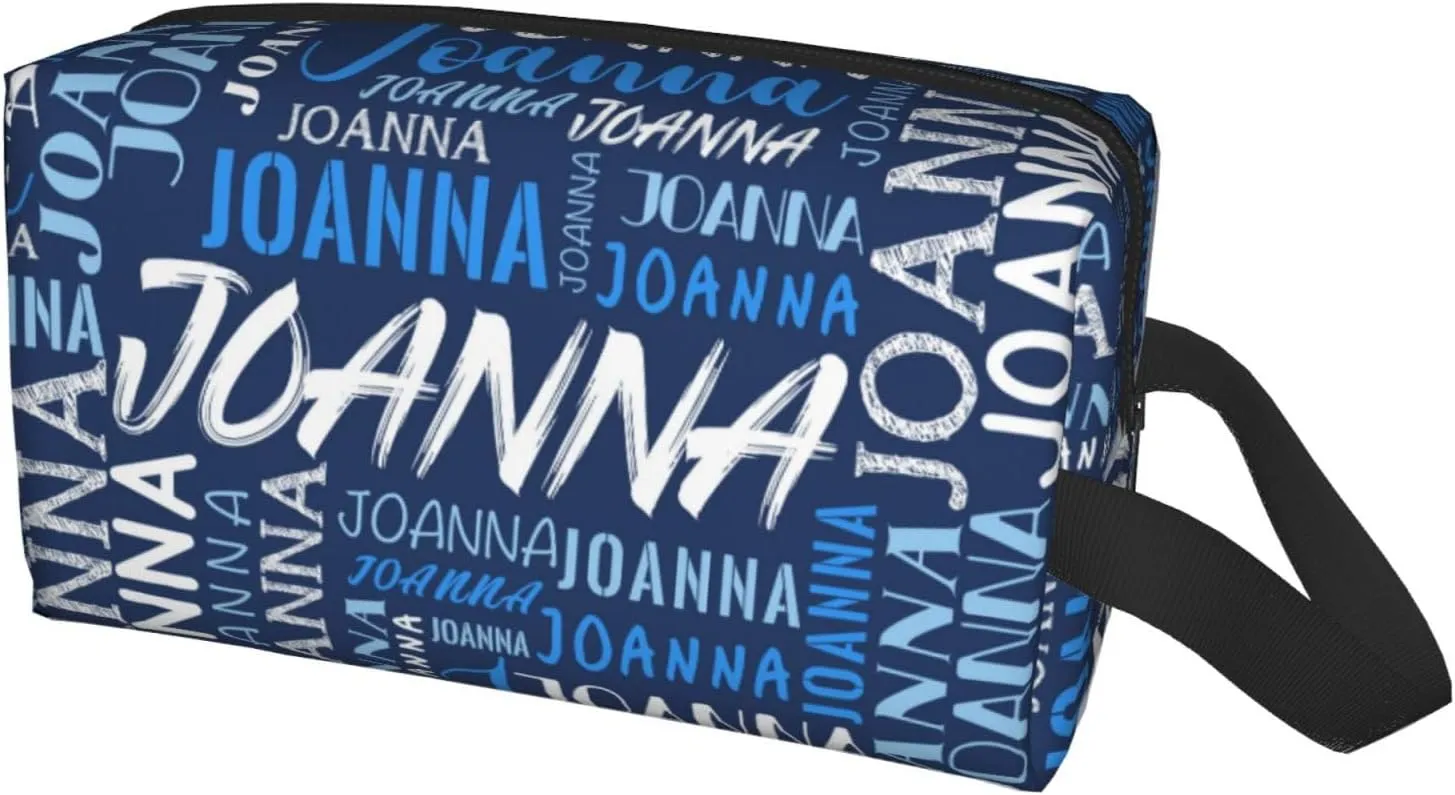 Husguciy Custom Makeup Bag with Name, Personalized Cosmetic Bag Add Your Name, Customized Zipper Toiletry Bag Gifts for Woman Wife Girls Men Travel (Blue)