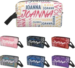 Husguciy Custom Makeup Bag with Name, Personalized Cosmetic Bag Add Your Name, Customized Zipper Toiletry Bag Gifts for Woman Wife Girls Men Travel (White)