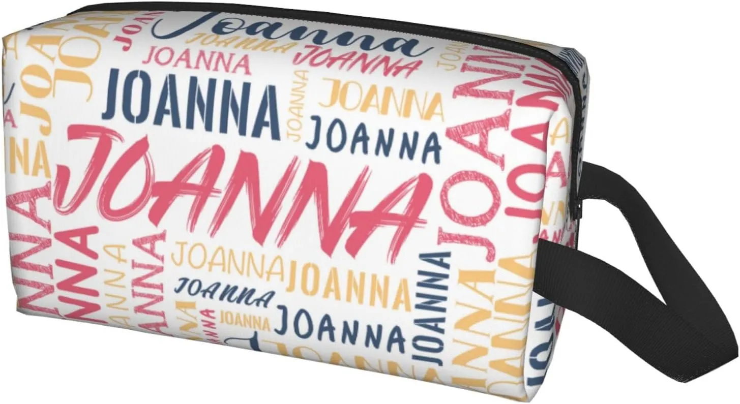 Husguciy Custom Makeup Bag with Name, Personalized Cosmetic Bag Add Your Name, Customized Zipper Toiletry Bag Gifts for Woman Wife Girls Men Travel (White)