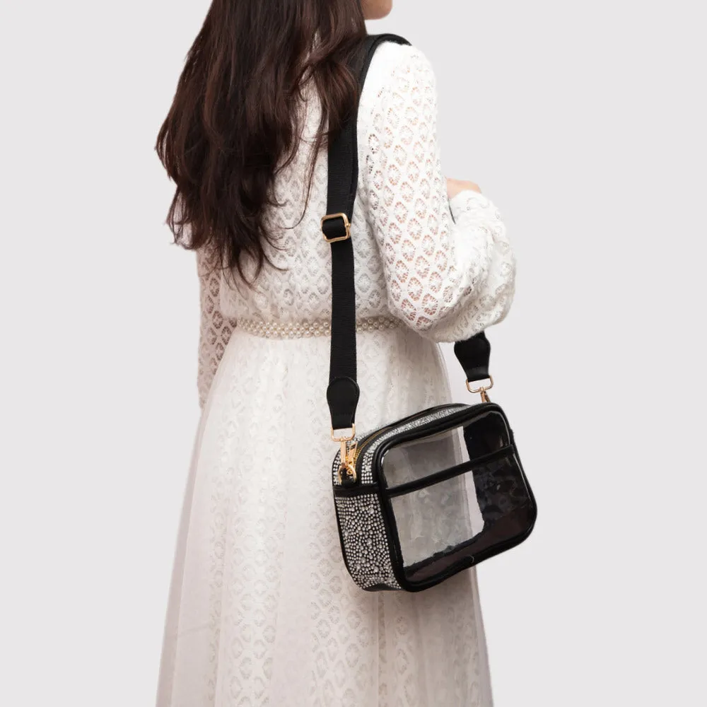 iLLASPARKZ Bling Studded Faux Leather Transparent Rectangle Crossbody Bag