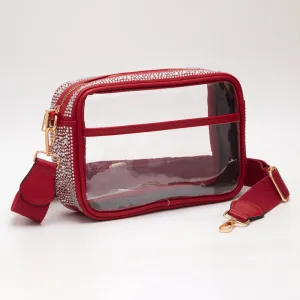 iLLASPARKZ Bling Studded Faux Leather Transparent Rectangle Crossbody Bag