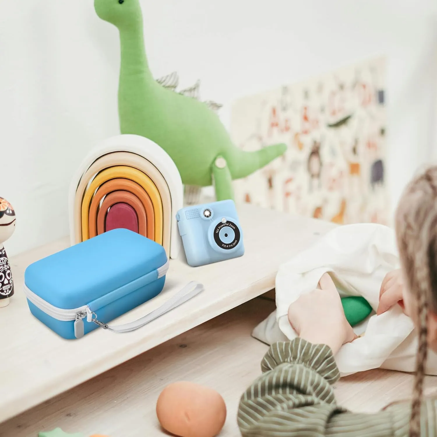 Kids Instant Print Camera Case and 3 Rolls Instant Camera Refill Print Paper -Blue