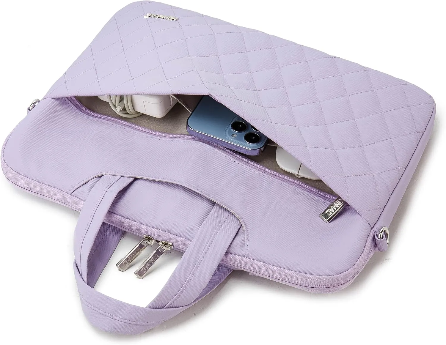 Kinmac 360 Protective Laptop Shoulder Messenger Sleeve Briefcase case Bag For MacBook Air 15 inch,MacBook Pro 16 inch and 15 inch-15.6 inch Laptop (Purple Embroider)