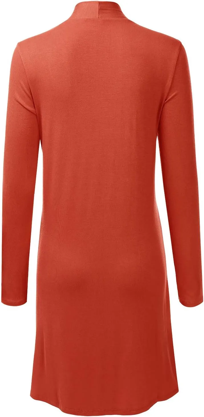 LALABEE Women's Long-Line Long Sleeve Open Front Cardigan with Pockets (S-3XL)