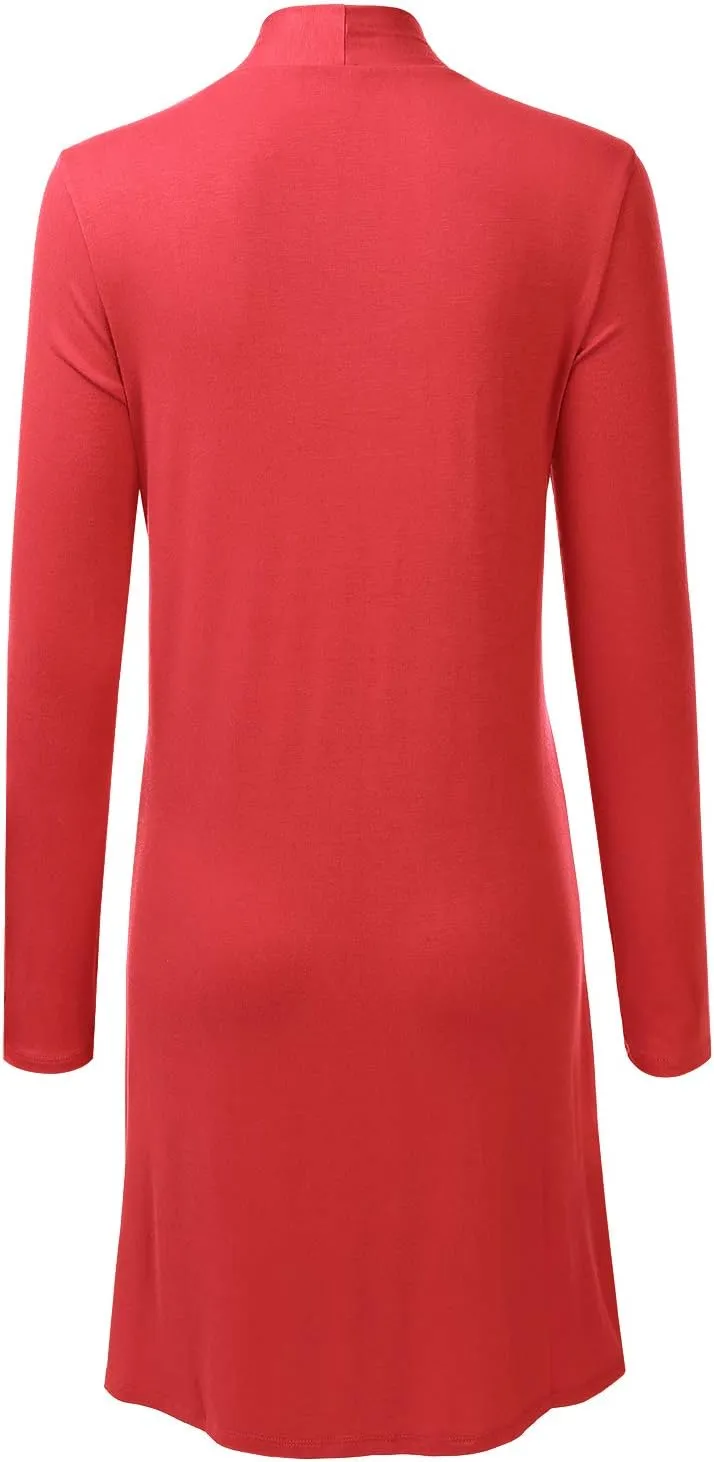 LALABEE Women's Long-Line Long Sleeve Open Front Cardigan with Pockets (S-3XL)
