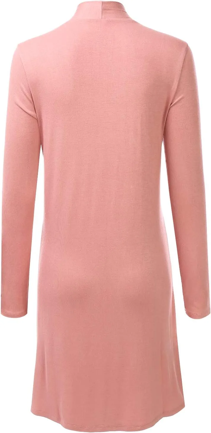 LALABEE Women's Long-Line Long Sleeve Open Front Cardigan with Pockets (S-3XL)