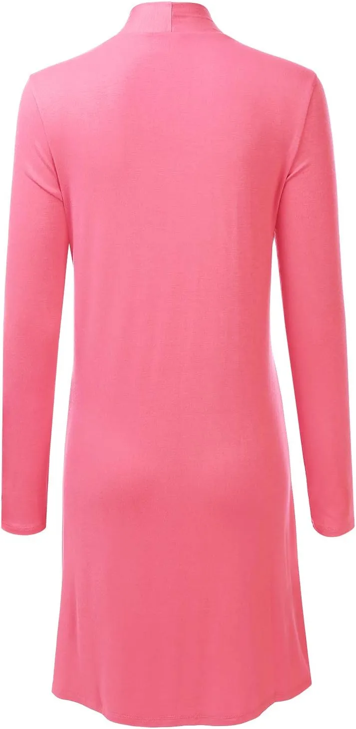 LALABEE Women's Long-Line Long Sleeve Open Front Cardigan with Pockets (S-3XL)