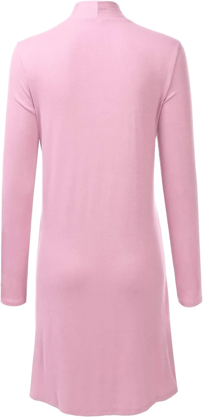 LALABEE Women's Long-Line Long Sleeve Open Front Cardigan with Pockets (S-3XL)