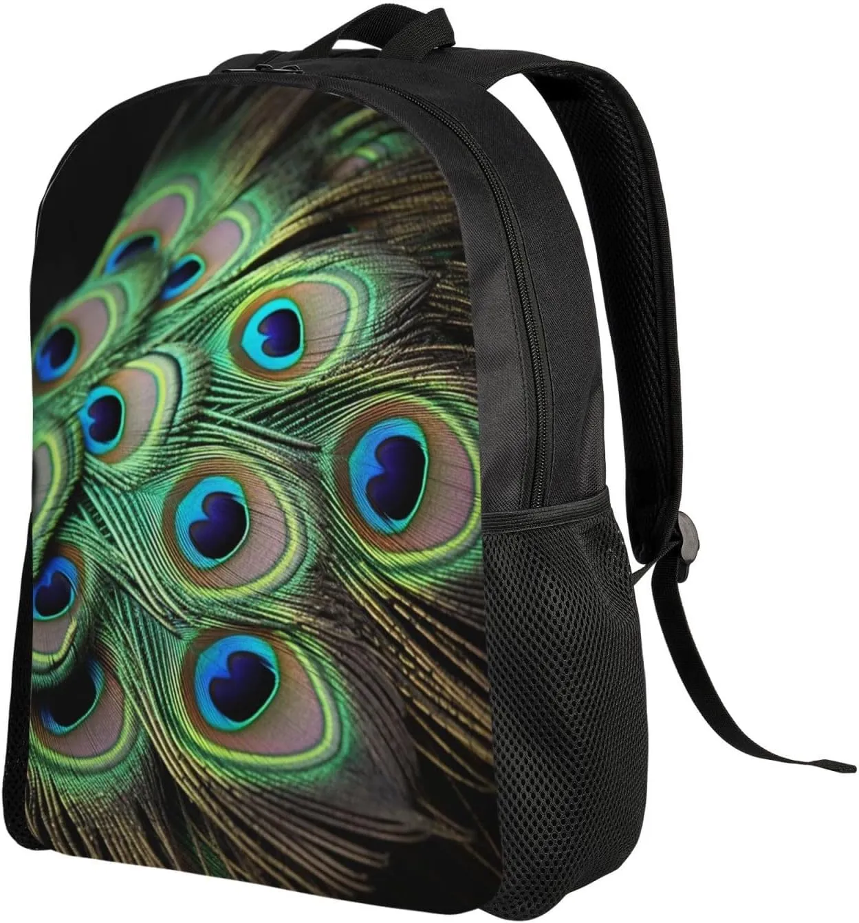 Laptop Backpack Carry On Travel Backpack Green Peacock Feather Computer Bag Casual Daypack for Men Women