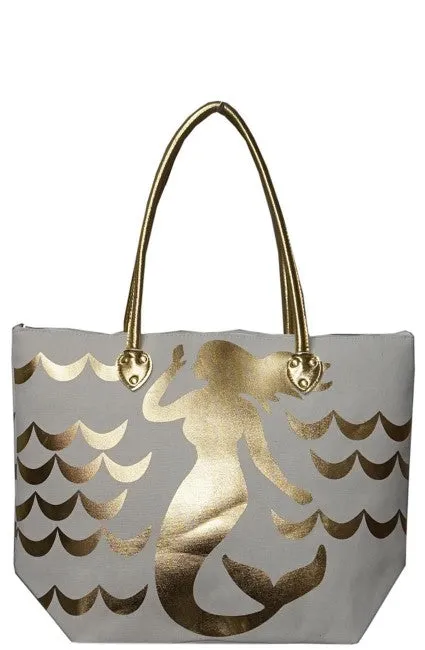 Large Metallic Gold Shoulder Beach Tote