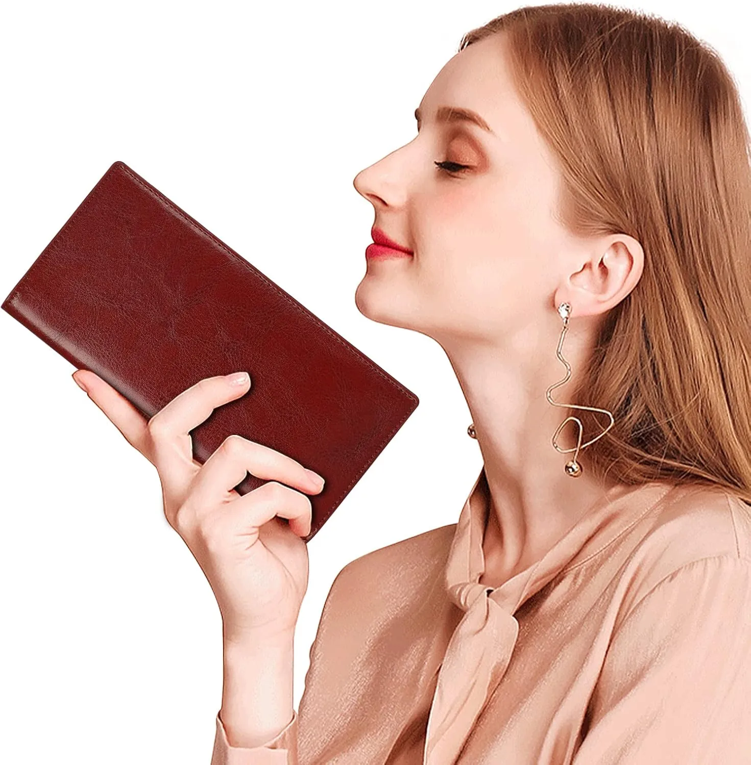 Lavemi Ultra Slim Thin Leather Women Wallet RFID Blocking Credit Card Holder Bifold Long Ladies Billfold