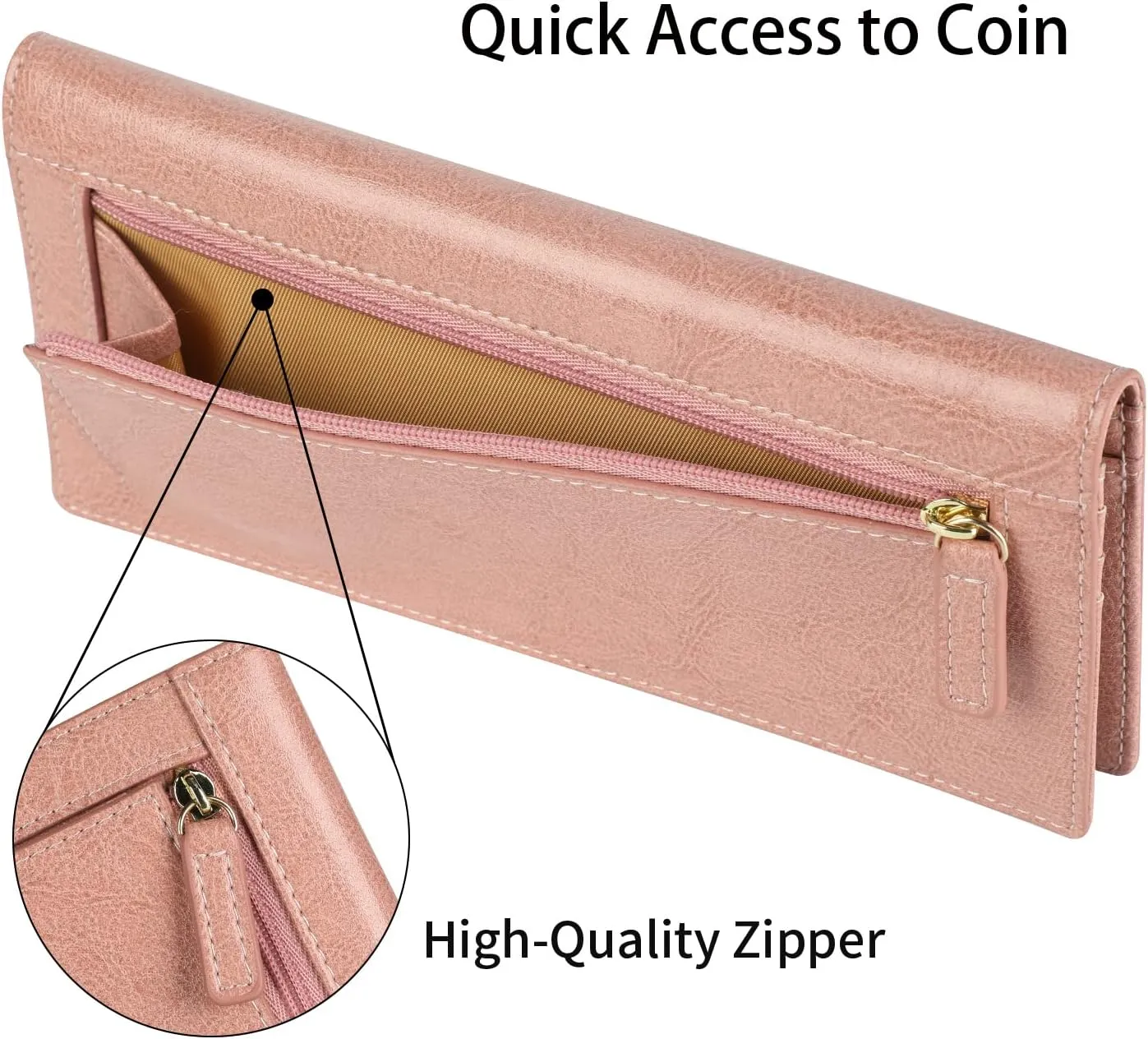 Lavemi Ultra Slim Thin Leather Women Wallet RFID Blocking Credit Card Holder Bifold Long Ladies Billfold
