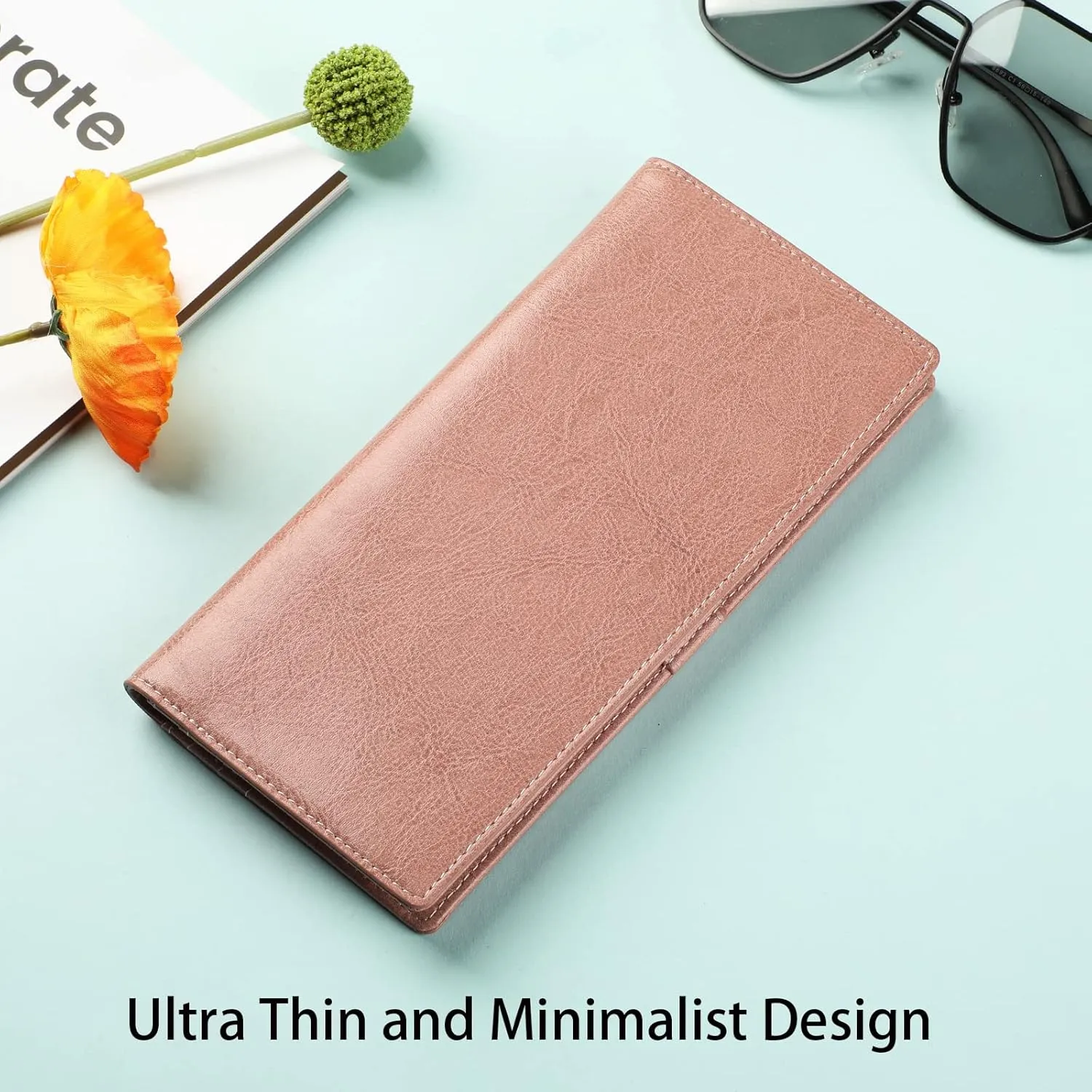Lavemi Ultra Slim Thin Leather Women Wallet RFID Blocking Credit Card Holder Bifold Long Ladies Billfold