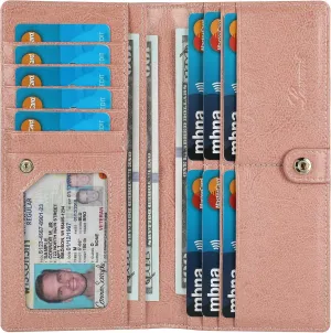Lavemi Ultra Slim Thin Leather Women Wallet RFID Blocking Credit Card Holder Bifold Long Ladies Billfold