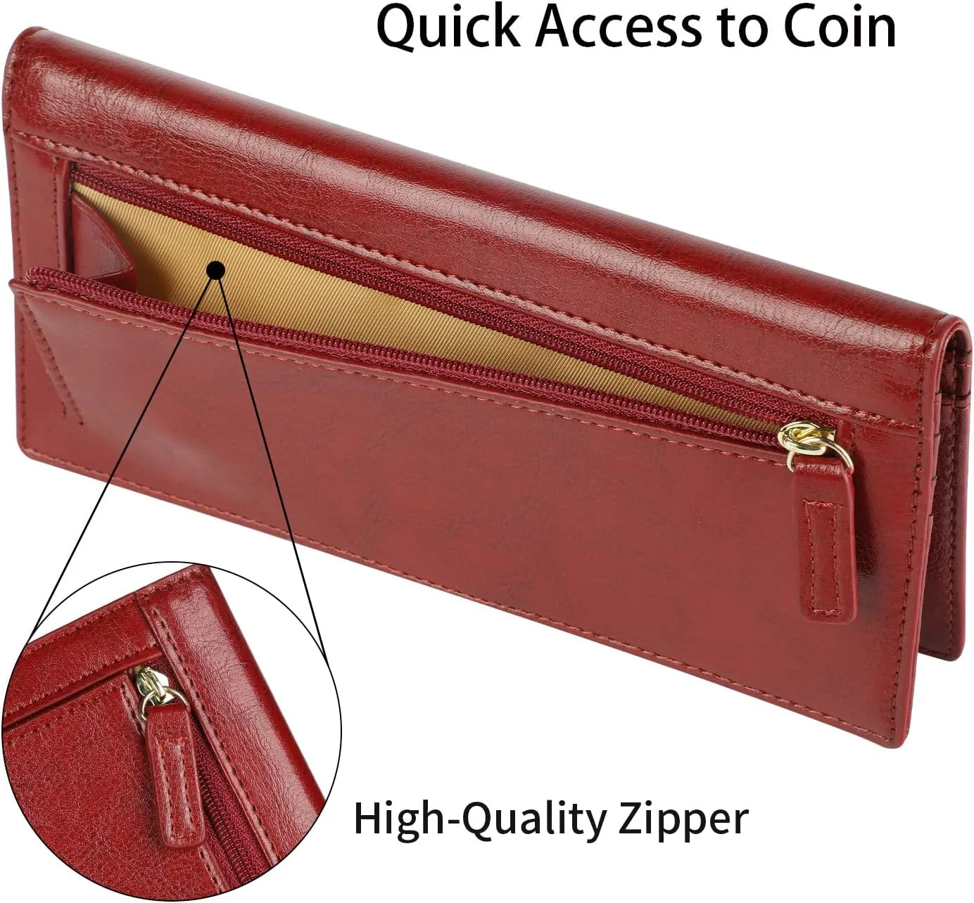 Lavemi Ultra Slim Thin Leather Women Wallet RFID Blocking Credit Card Holder Bifold Long Ladies Billfold